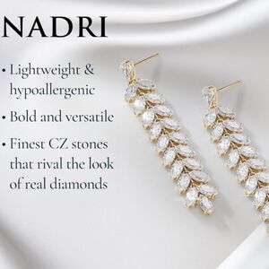 GORGEOUS NADRI RSVP DIAMOND CZ LEAF DROP CHANDELIER EARRINGS